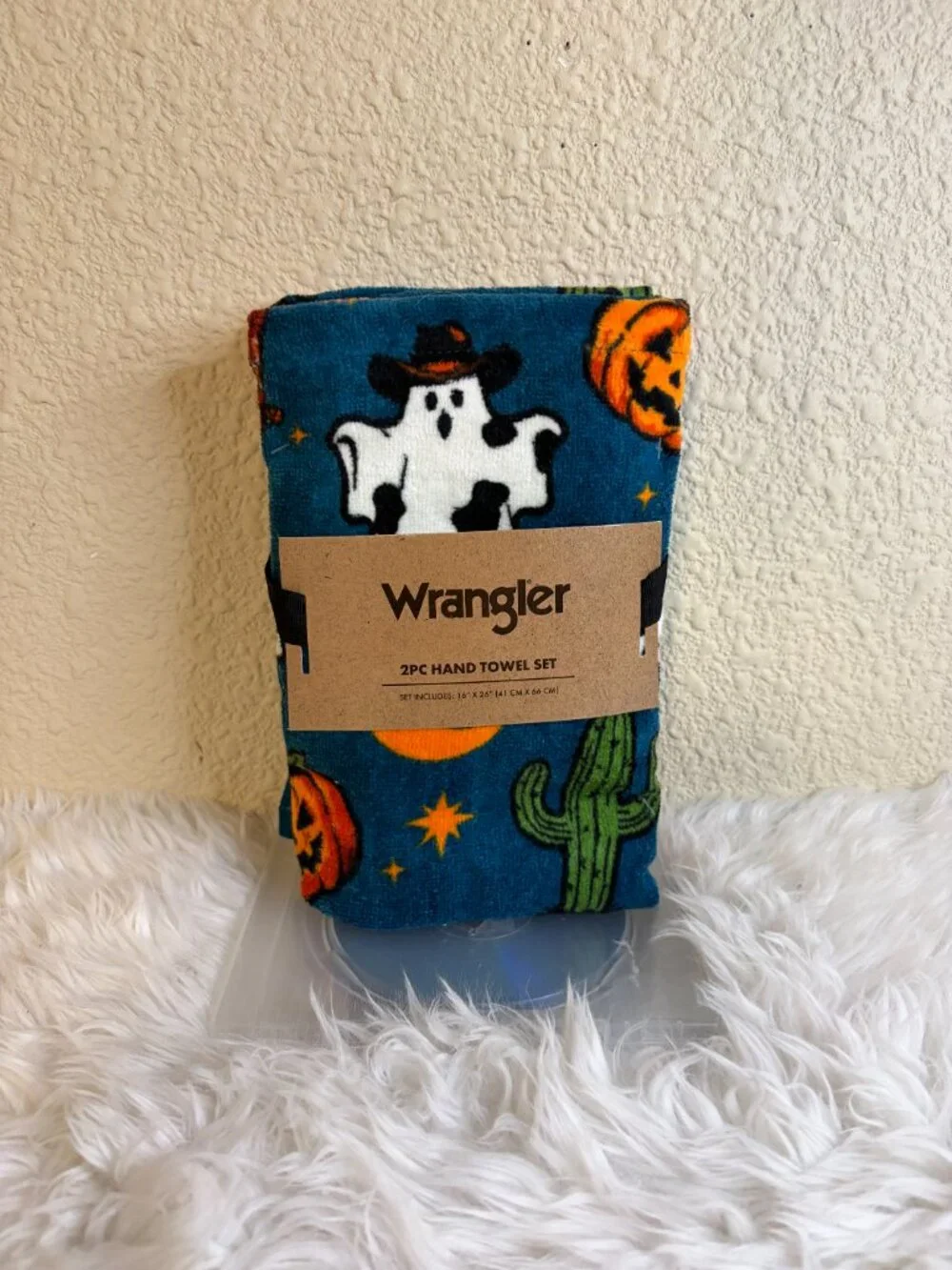 Wrangler Halloween Cowboy Ghost Pumpkin Cactus Hand Towels 2pc 16x26 NWT
